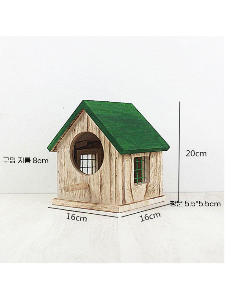야외 새둥지 기둥걸이 원목 새장 정원 내츄럴 꾸미기 새집 - 상세 이미지 3