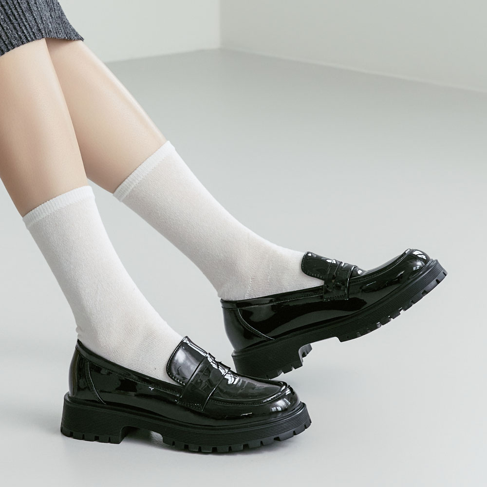 에스유니 부드럽고 발편한 여성 하이틴 청키굽 통굽 로퍼 구두 4cm 이미지 8