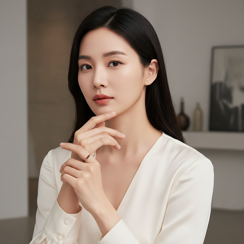 심플 플랫 타원 각인 반지 데일리 이니셜 커플 우정 여자 친구 선물 졸업 18K - 상세 이미지 3