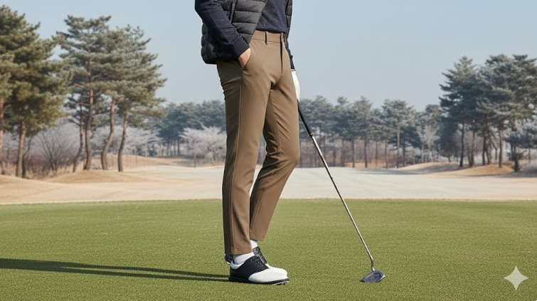볼빅 골프 남성 겨울 필드룩 사이드 밴드형 본딩 기모 골프웨어 바지 - 상세 이미지 3