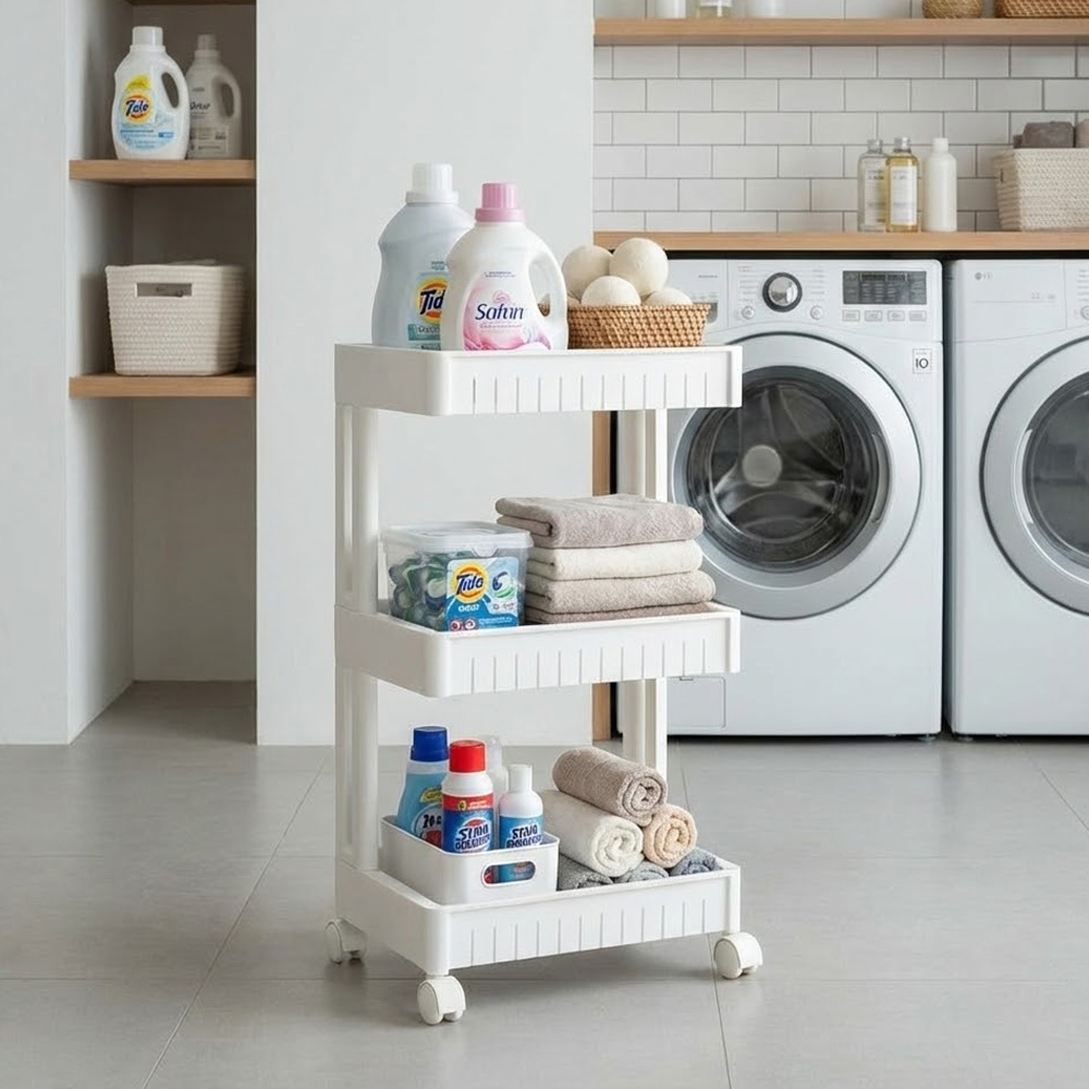 세탁실 정리함 다용도실 옆 틈새 세탁세제 정리선반 3단 중형