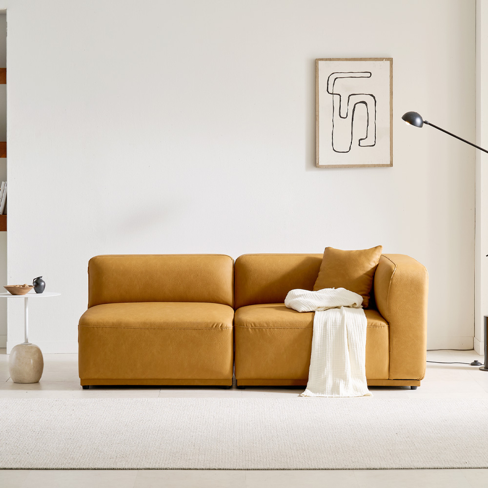 케이하우스홀드 켄지 3인 3.5인 오픈형 실리콘가죽 비건레더 가죽소파 국내제작