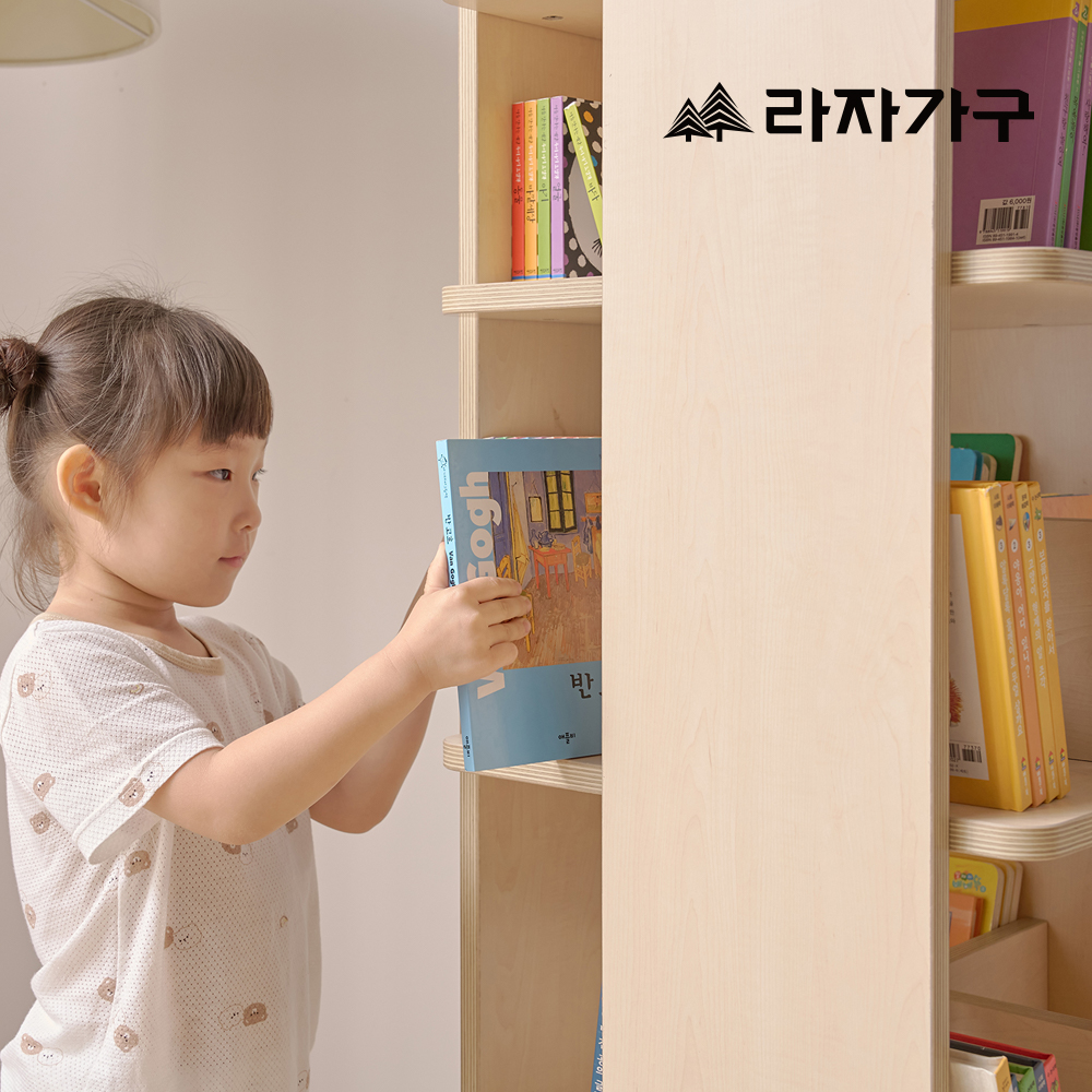 라자가구 베니 E0등급 키즈 4단 회전책장 어린이 이동형 유아 책꽂이 아기 교구장