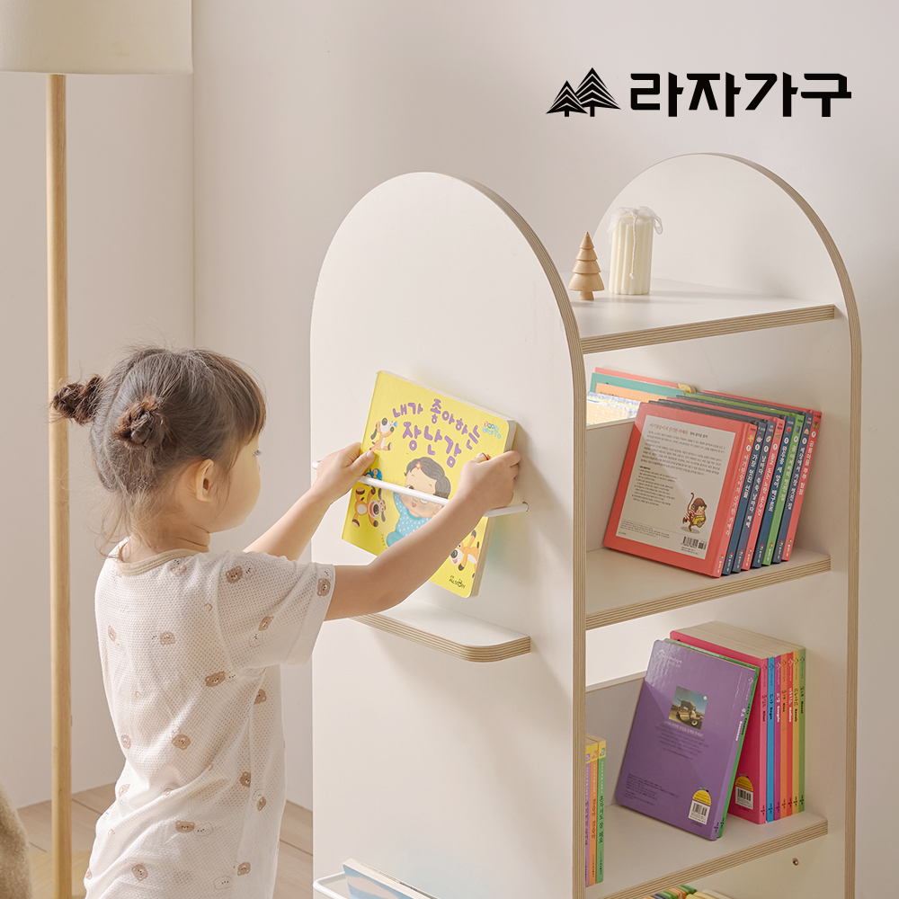 라자가구 베니 E0등급 어린이 키즈 전면 5단 360도 회전책장 유아 책꽂이 아기 교구장