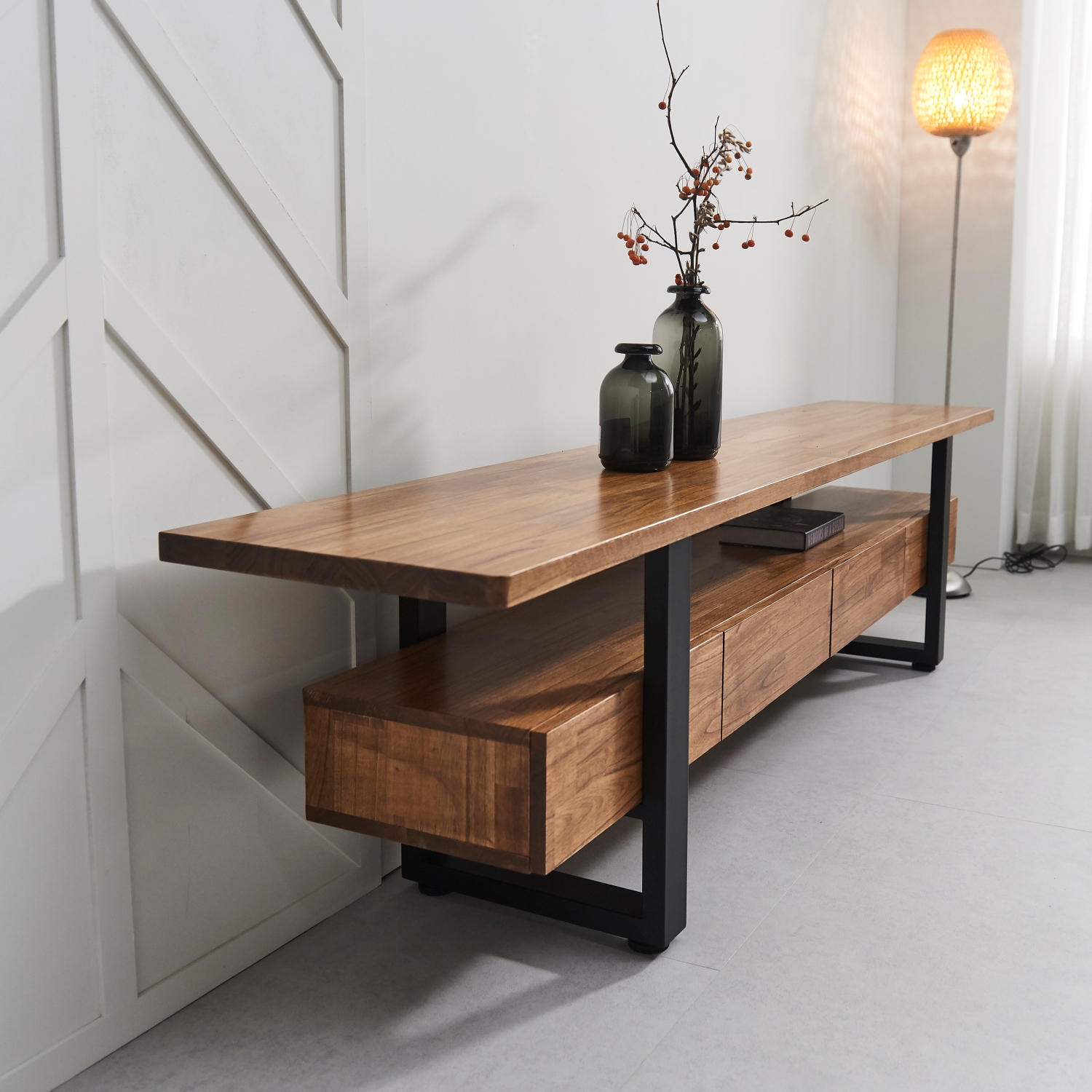 이스트포트 참죽 북유럽 원목거실장 티비다이 TV거실장 1500x400x530mm, 월넛