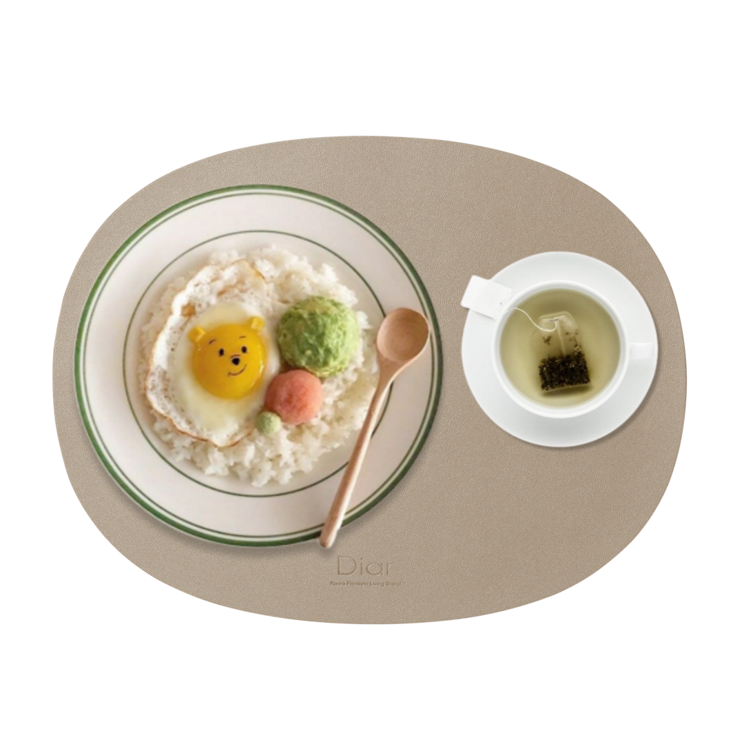 디아르 방수 가죽 세라믹 식탁 테이블 매트 깔개 패드 라이트골드, 2세대 43x33cm