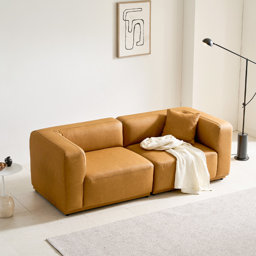 케이하우스홀드 켄지 3인 3.5인 오픈형 실리콘가죽 비건레더 가죽소파 국내제작