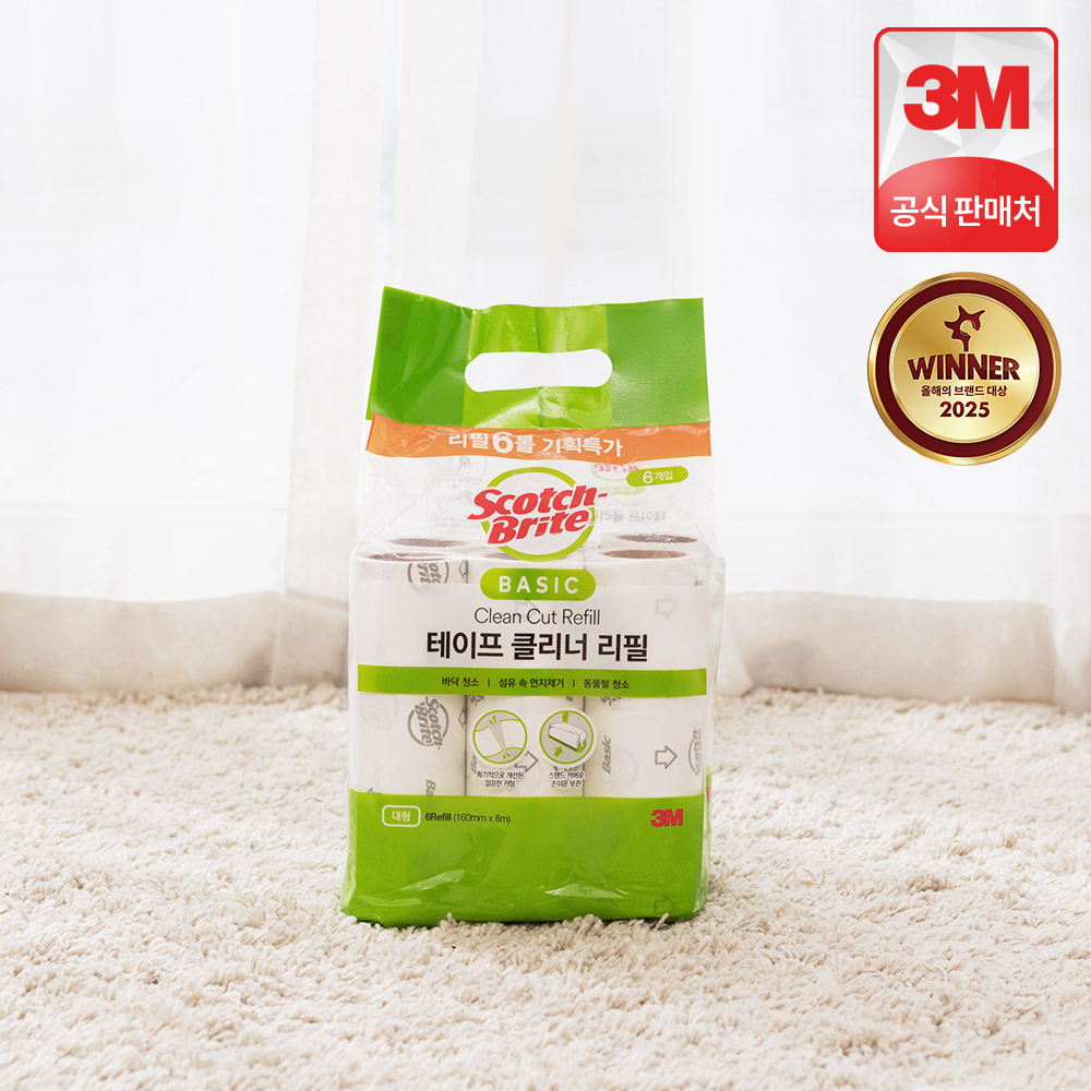 3M 스카치브라이트 돌돌이 베이직 테이프 클리너 대형 리필 6입 롤크리너 제품 이미지