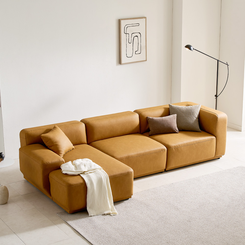 케이하우스홀드 켄지 모듈 4인 4인카우치 소파 실리콘레더 가죽 모던디자인 국내제작 소파