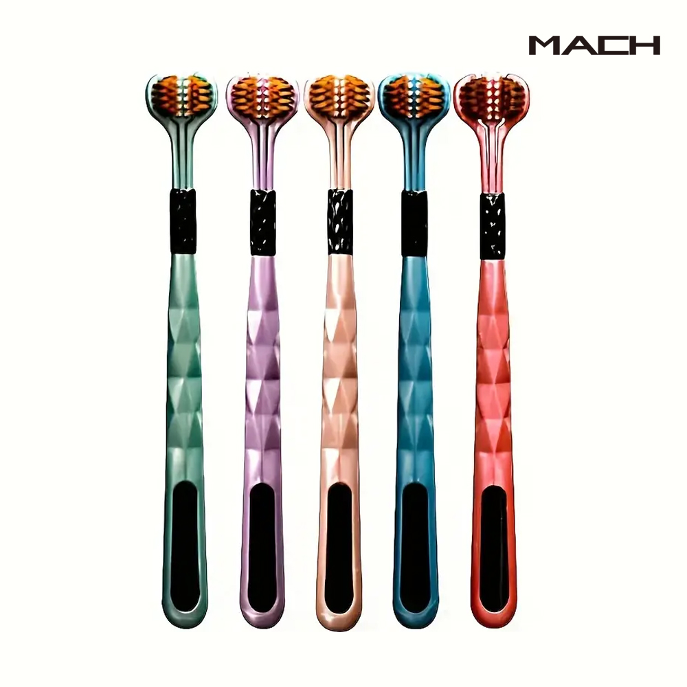 [1플러스1] MACH V자형 3면 칫솔 부드러운 칫솔 교정 혀클리너 3면 휴대용 미세모 어금니 교정용 - 상품 이미지
