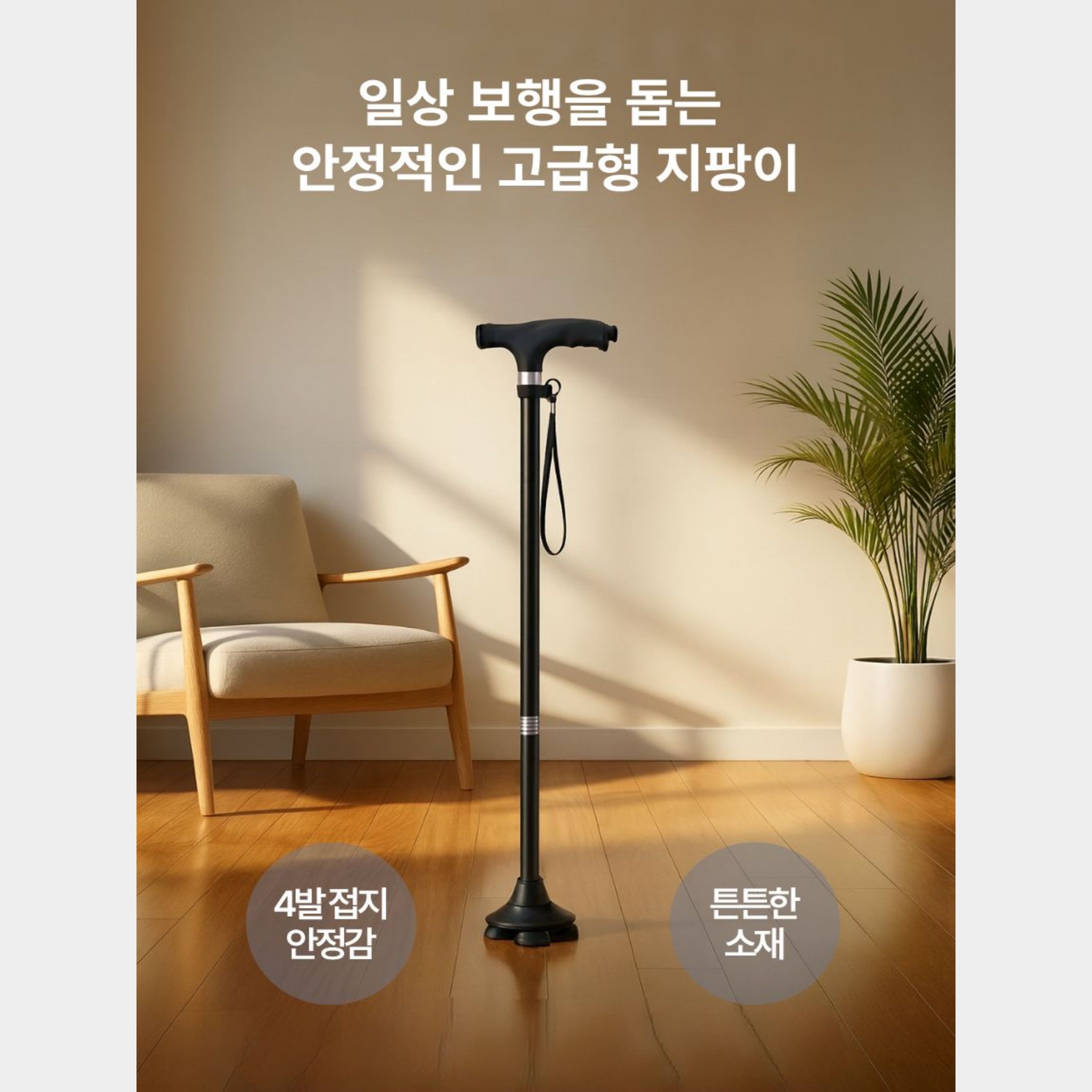 지팡이 고급형 노인 네발 어르신 초경량 가치온지팡이 - 상세 이미지 4