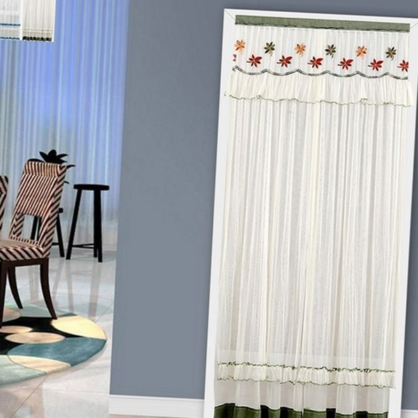 자수문 레이스 문 가리개 현관문 레이스 방문 커튼 주방 가림막