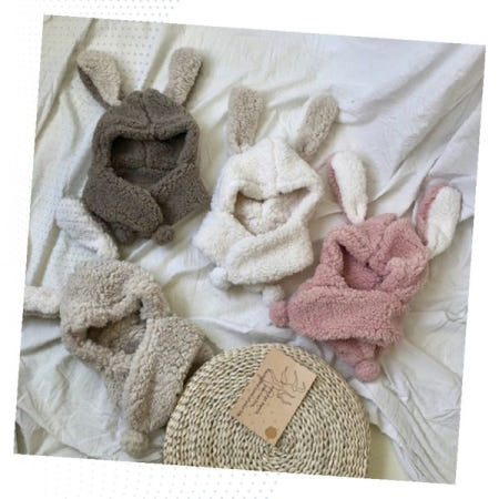 아기 양털 토끼귀 후드 목워머 방한용품 겨울용 머플러