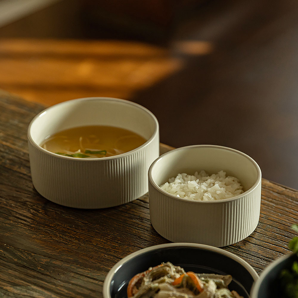 윤도자기 차곡 국산 공기대접세트 2P 도자기 밥그릇 국그릇 식기세트 제품 이미지