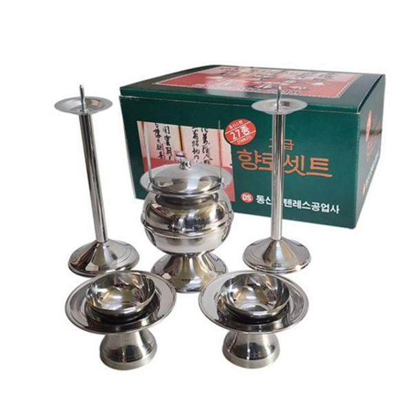 제사 제기 향로 세트 불통 스텐 제기용 용품 잔대 촛대 - 상품 이미지