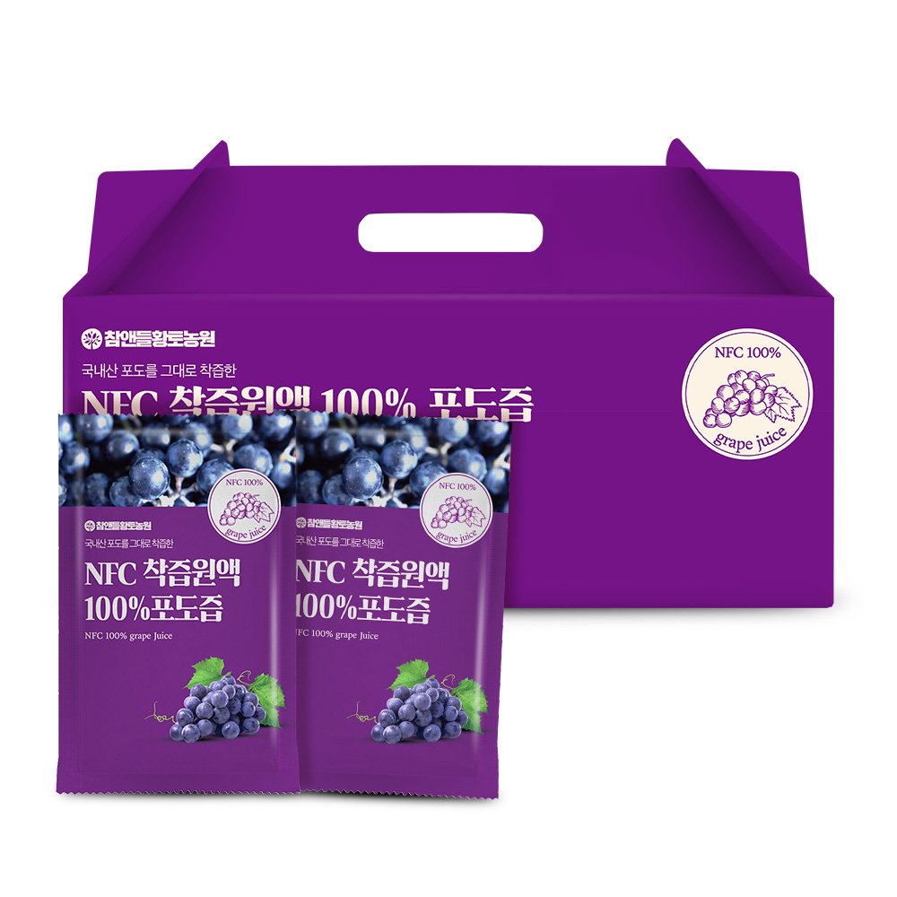 [국산 상주] 참앤들황토농원 NFC 착즙원액 100% 포도즙 30포, 1개 제품 이미지