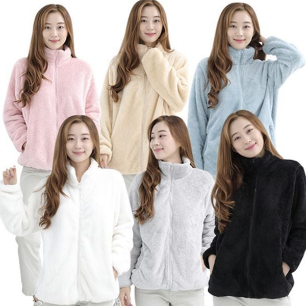 루즈핏 여성 보아 털 집업 하이넥 여성 겨울 집업 후리스 - 상품 이미지