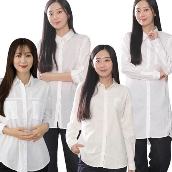 데일리 여성 화이트 셔츠 라운드 여자 흰색 남방 블라우스 오버핏 - 상품 이미지