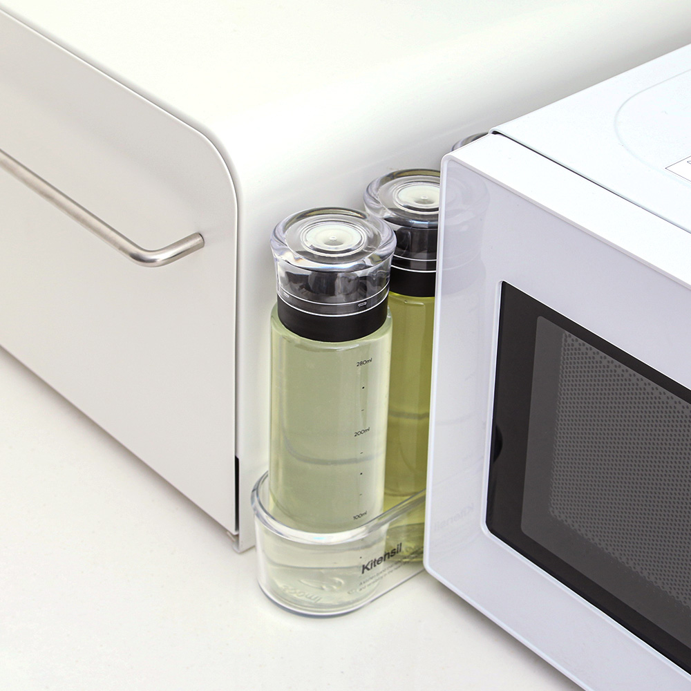 시노글라스 오일병 간장병 유리 양념통 소금병 투명트레이 네임택 세트 300ml 3p - 상세 이미지 5