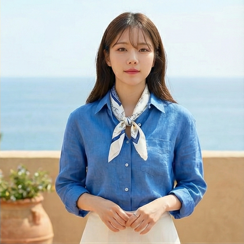 분위기 있는 쁘띠 목 스카프 70x70 가방 핸들 헤어 사각 스카프