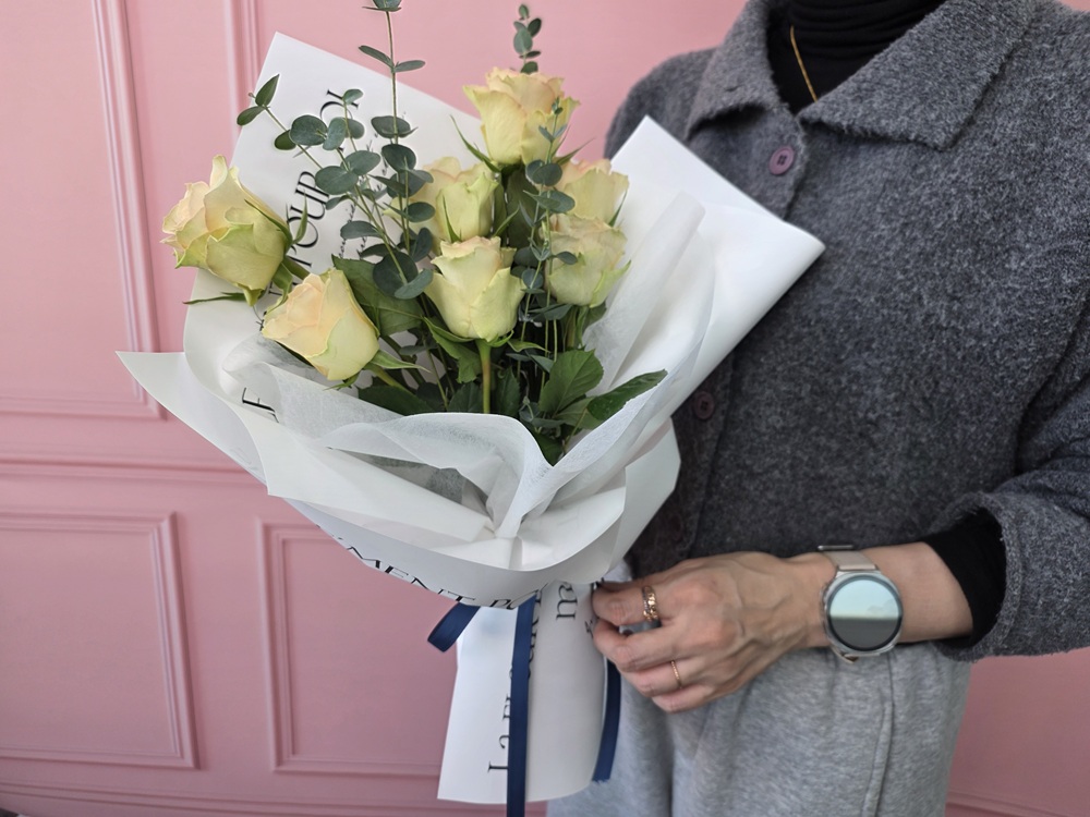 유스풀몰 로맨틱 파스텔 장미 한다발(포장포함) 꽃 생화택배