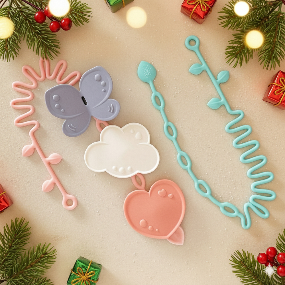 꼬꼬노리 쿠비 치발기 이파리스트랩 4종 아기선물세트 실리콘 국산