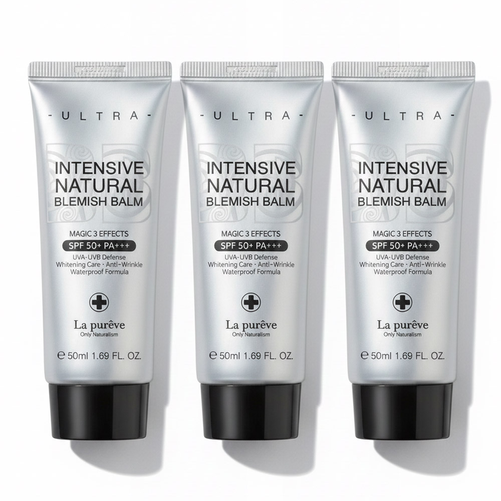 딱3일만~! 3개세트 라퓨레브 울트라 인텐시브 내추럴 블래미쉬밤(비비크림) 50ml 자외선차단 미백 주름개선 트랜스팰런시 효과 - 상품 이미지