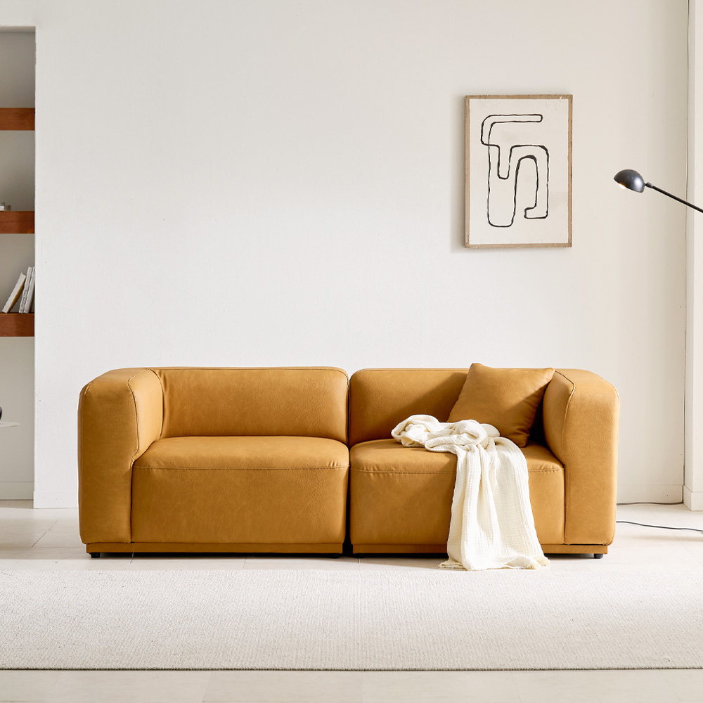 케이하우스홀드 켄지 3인 3.5인 오픈형 실리콘가죽 비건레더 가죽소파 국내제작