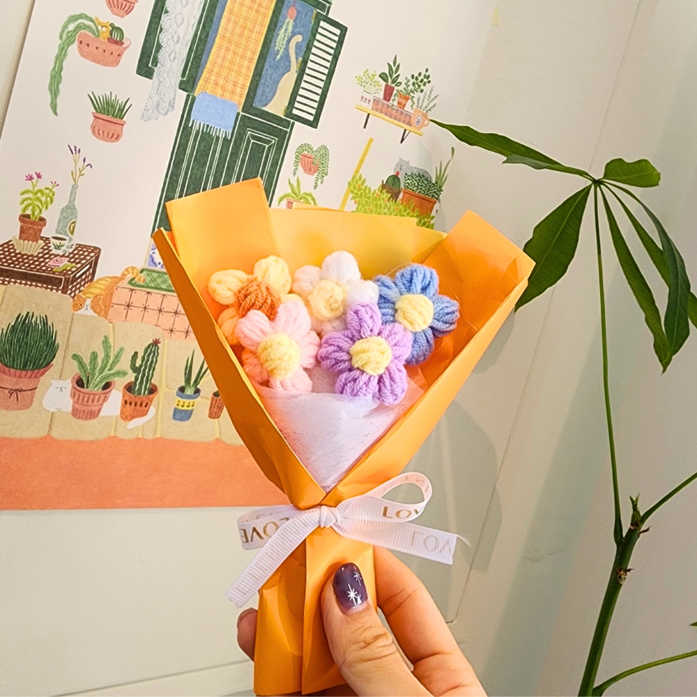 한송이 꽃다발 뜨개 졸업식 졸업 꽃 완제품 학예회 발표회 재롱잔치 이미지 6