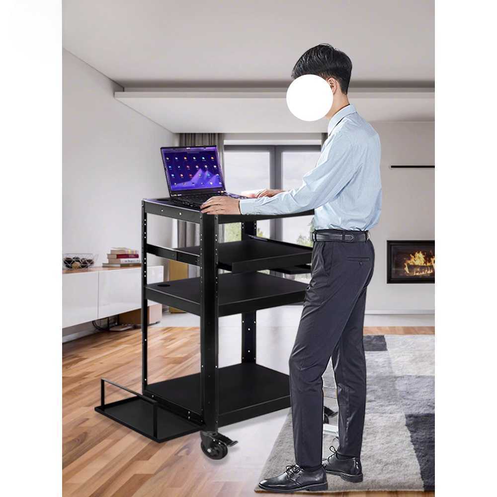 프로젝터 이동 카트 다단 선반 바퀴형 거치대 수납 3단 블랙 - 상세 이미지 4