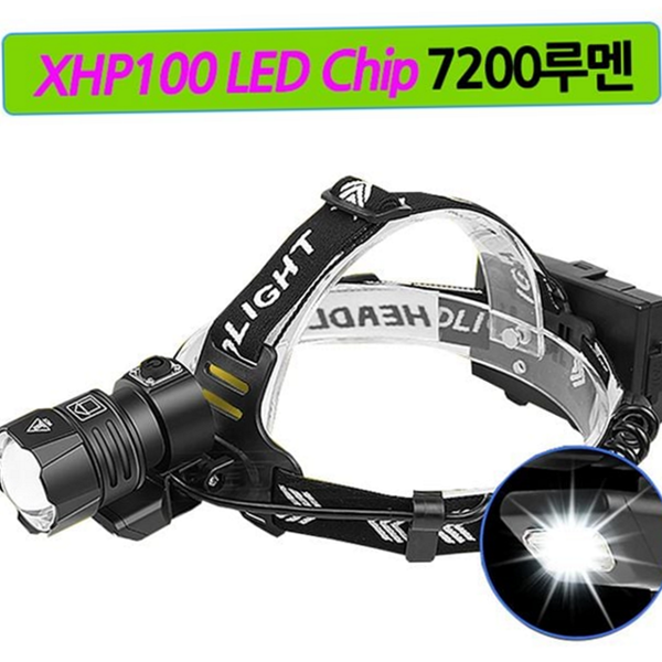 7200루멘 충전식 헤드 랜턴 강력 밝기 헤드 랜턴 캠핑용 비상용 - 상품 이미지