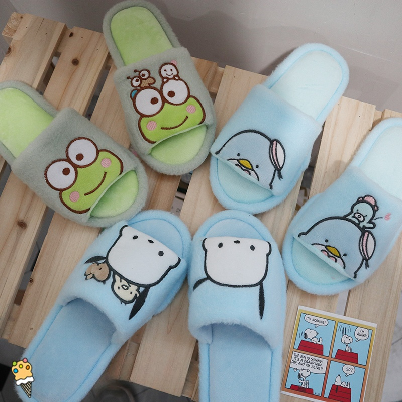 산리오 슬리퍼 실내화 플러시 후리스 홈 침실 사무실 여성용 키티 마이멜로디 포차코 폼폼푸린 마이맬로디 프리 사이즈 35-38 - 상세 이미지 3