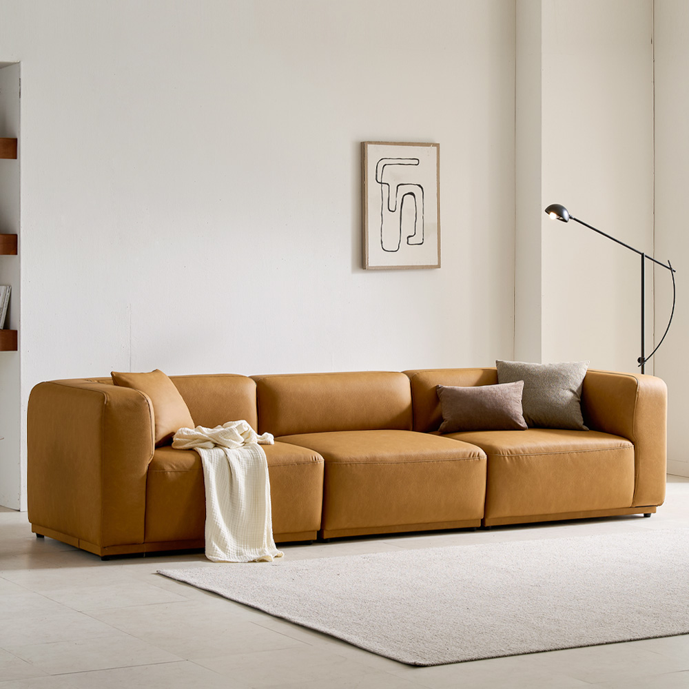 케이하우스홀드 켄지 모듈 4인 4인카우치 소파 실리콘레더 가죽 모던디자인 국내제작 소파