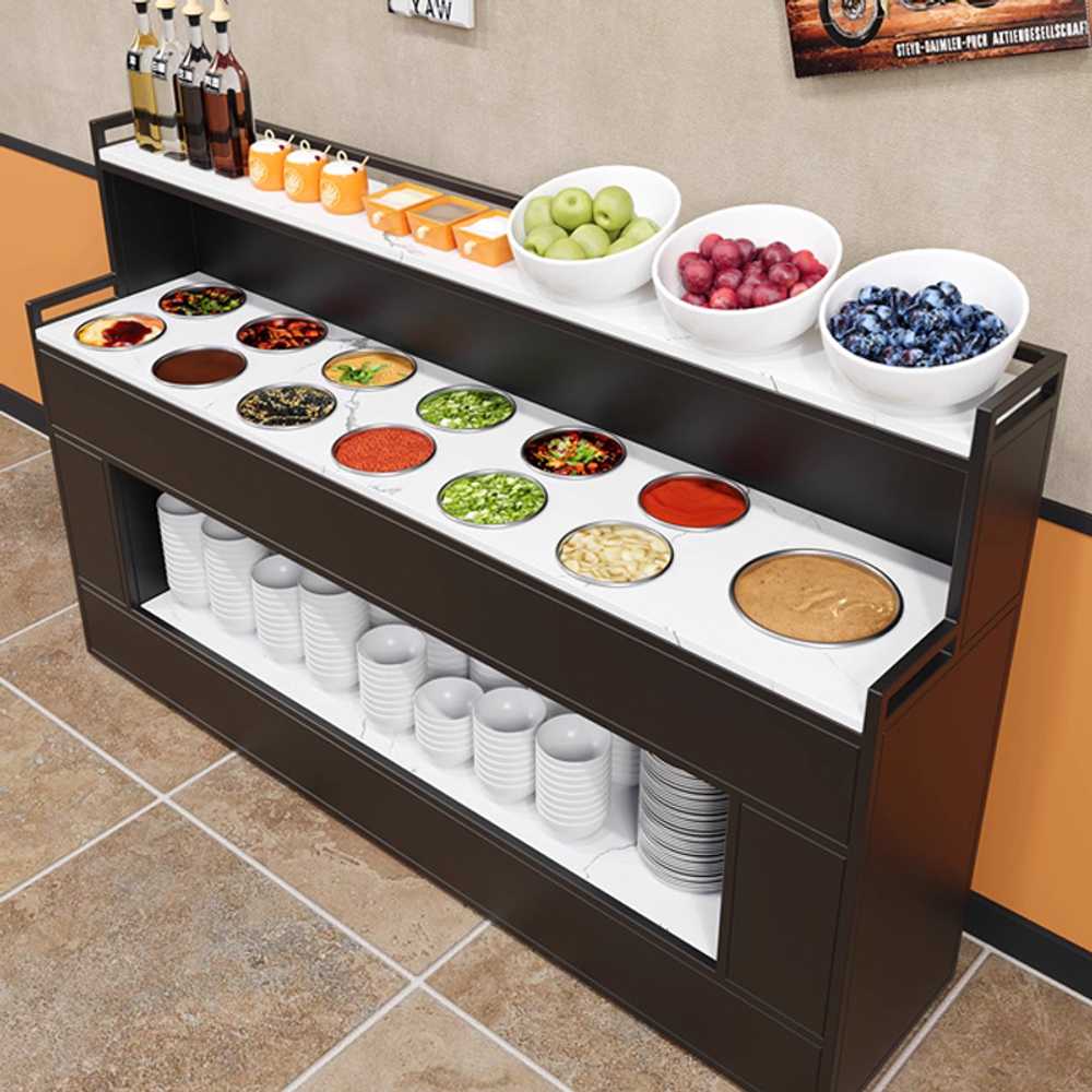 샐러드바 테이블 뷔페식 진열대 레스토랑 매장용 100x40x110cm 블랙 (9개 원형) - 상세 이미지 4