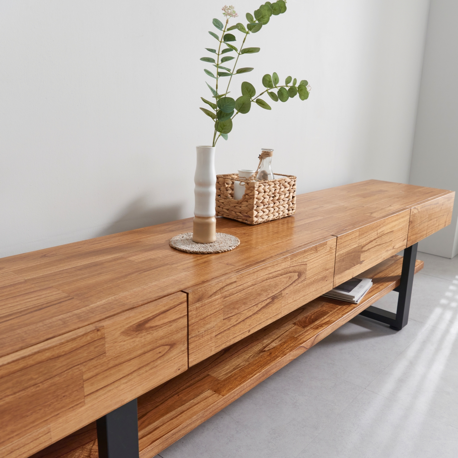 웨스트포트 참죽 북유럽 원목거실장 티비다이 TV거실장 2100mm, 월넛