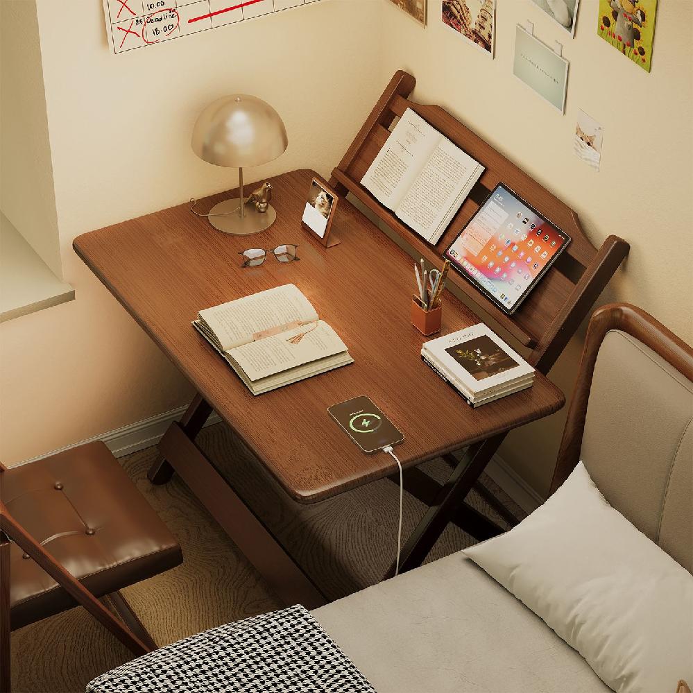 원목 접이식 책상 자취 데스크 북카페 인테리어 탁자 60x40x73cm 4단 높이조절