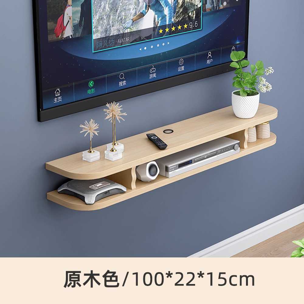 벽걸이 TV 선반 수납 거실장 와이파이 공유기 원목 100cm / 브라운 이미지 7