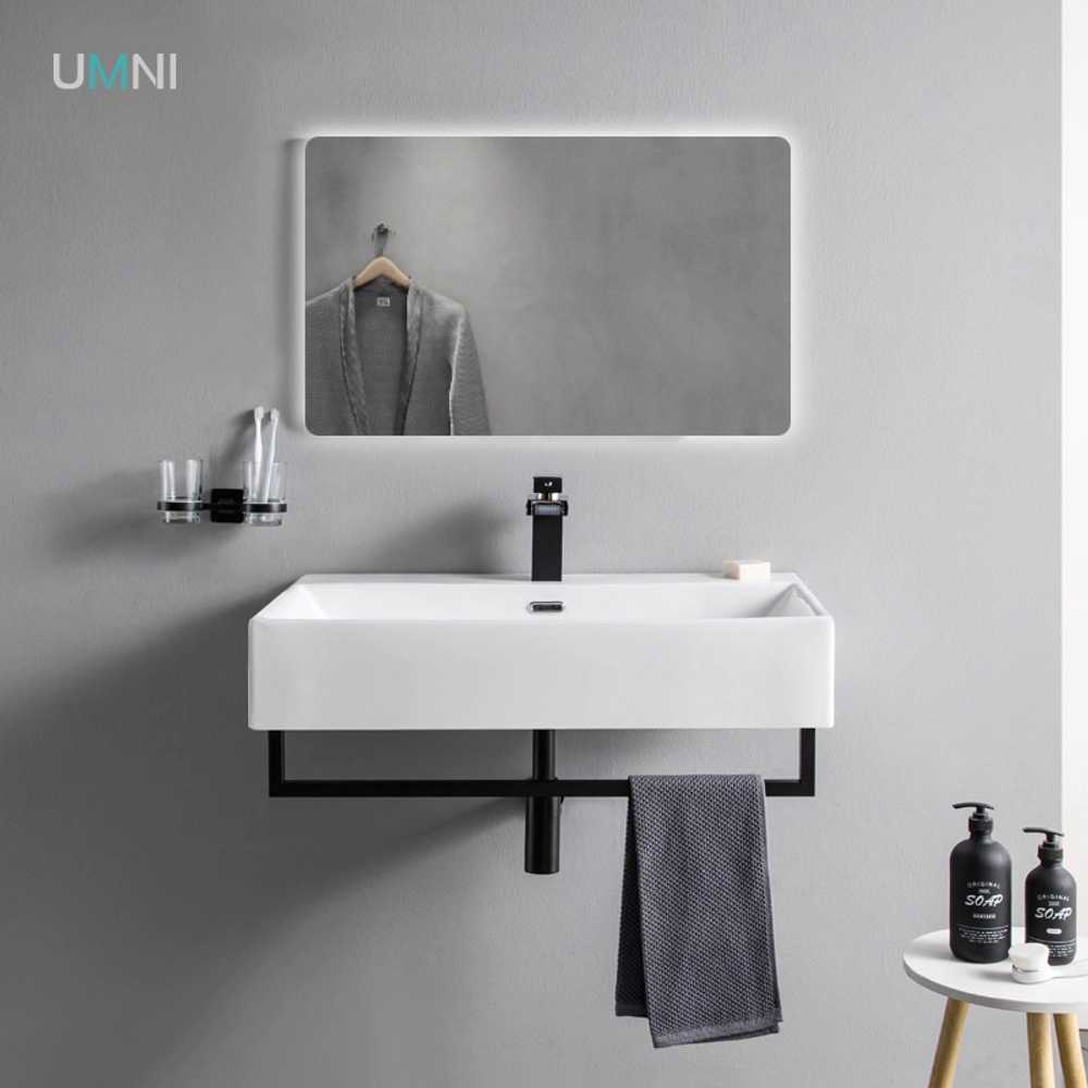 사각 세면대 수건걸이 세트 도기 벽부착형 스퀘어 60cm / 단품+배수구 - 상세 이미지 2