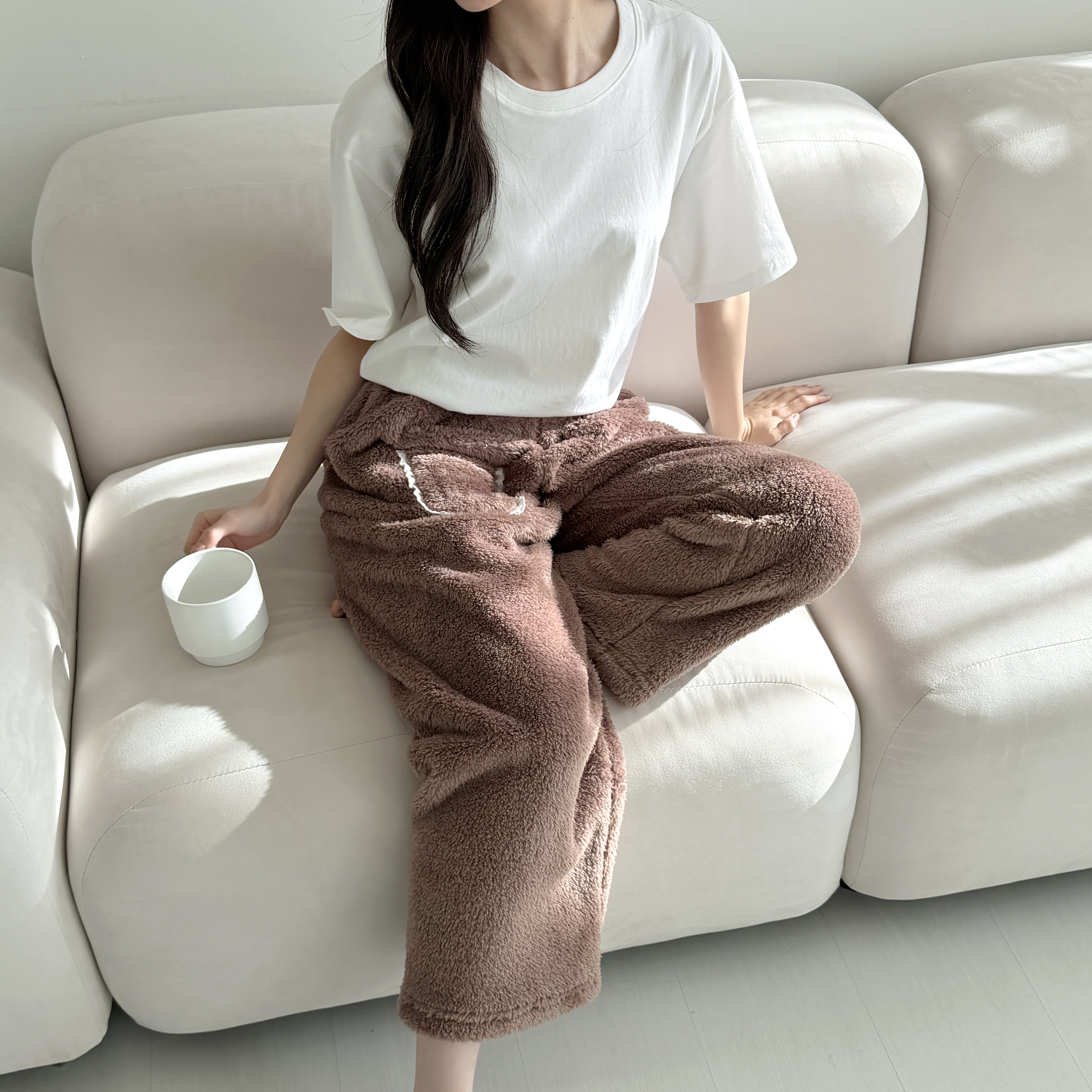 국산 여성겨울잠옷 파자마바지 양면 극세사잠옷 - 상세 이미지 5