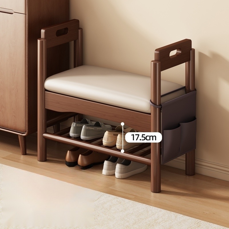 원목 손잡이 신발장의자 45cm 현관신발장 수납 슈벤치 편안한 인조가죽쿠션 다용도 - 상세 이미지 2