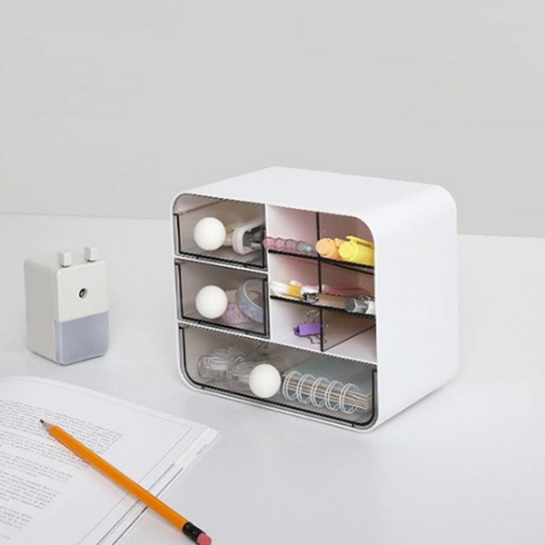 다용도 3칸 서랍 정리함 플라스틱 서랍형 정리함 책상 화이트 수납