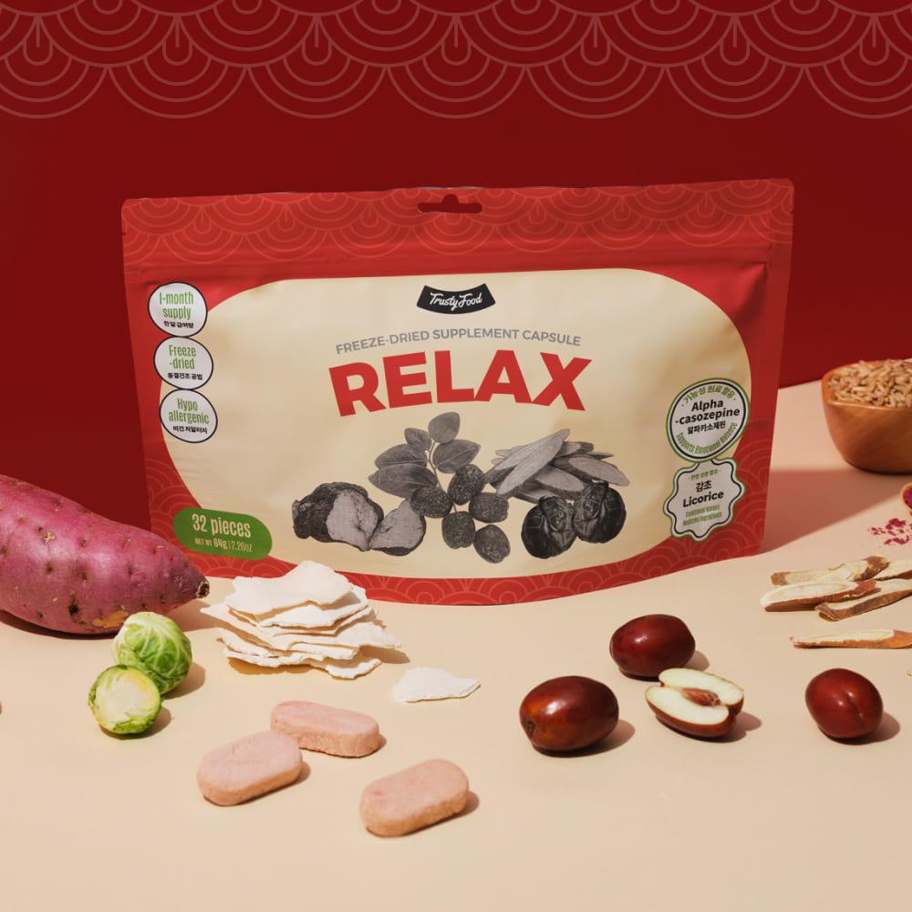 트러스티푸드 동결건조 저알러지 한방캡슐 릴렉스 강아지 분리불안 스트레스 진정 영양제 32개 제품 이미지