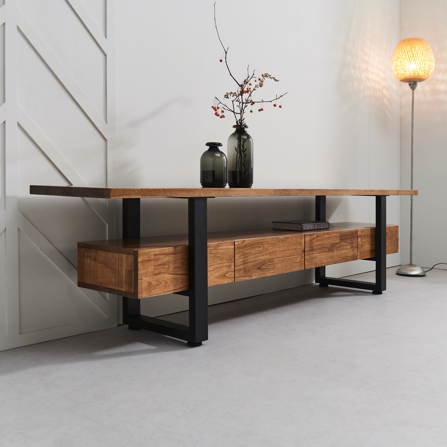 이스트포트 참죽 북유럽 원목거실장 티비다이 TV거실장 1500x400x530mm, 월넛