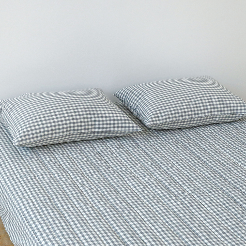 깅엄 체크 워싱 광목 순면 사계절 침대 매트리스 커버 누빔 SS