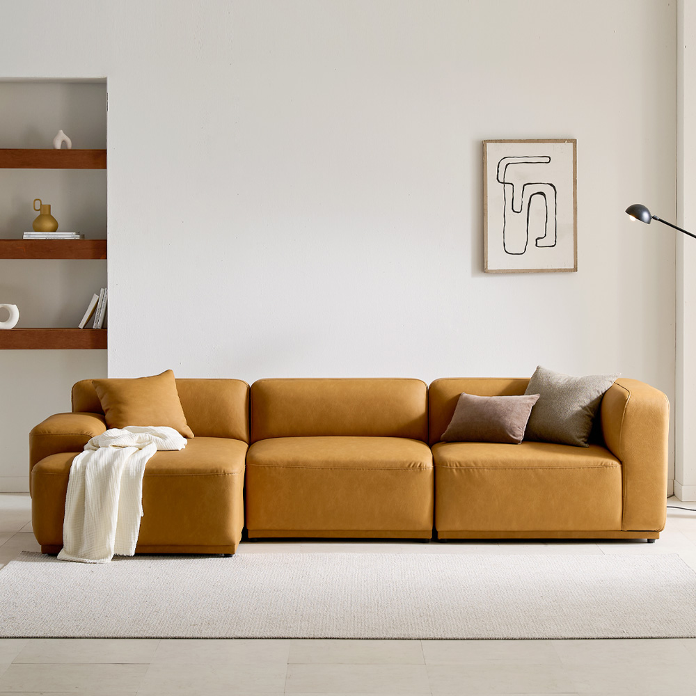 케이하우스홀드 켄지 모듈 4인 4인카우치 소파 실리콘레더 가죽 모던디자인 국내제작 소파