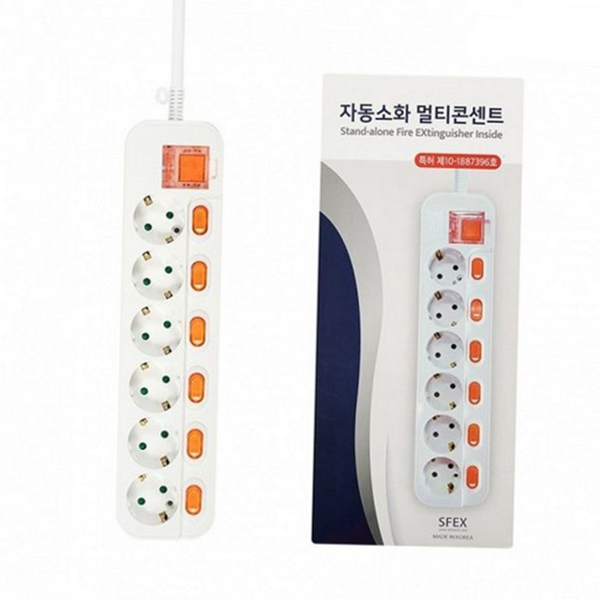 난연 자동 소화 멀티탭 접지 개별 스위치 멀티탭 국내생산 6구 - 상품 이미지