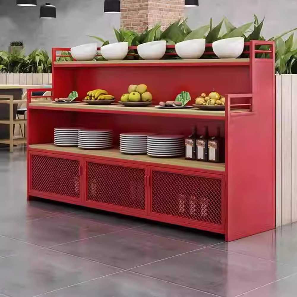 레스토랑 뷔페 테이블 샐러드 코너 조립형 매장 집기 100x40x110cm 블랙 - 상세 이미지 3
