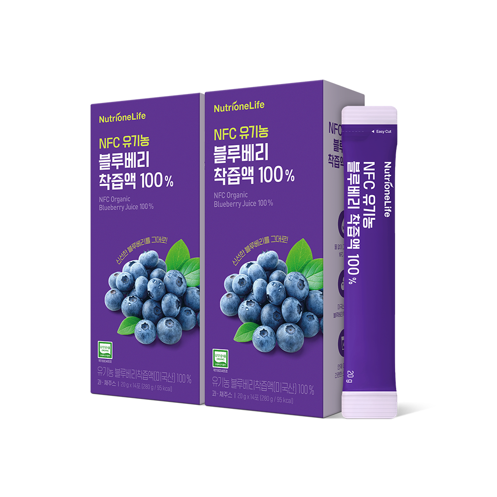 뉴트리원 NFC 유기농 블루베리 착즙액 100% 즙 주스 안토시아닌 스틱 14포, 2개 - 상품 이미지