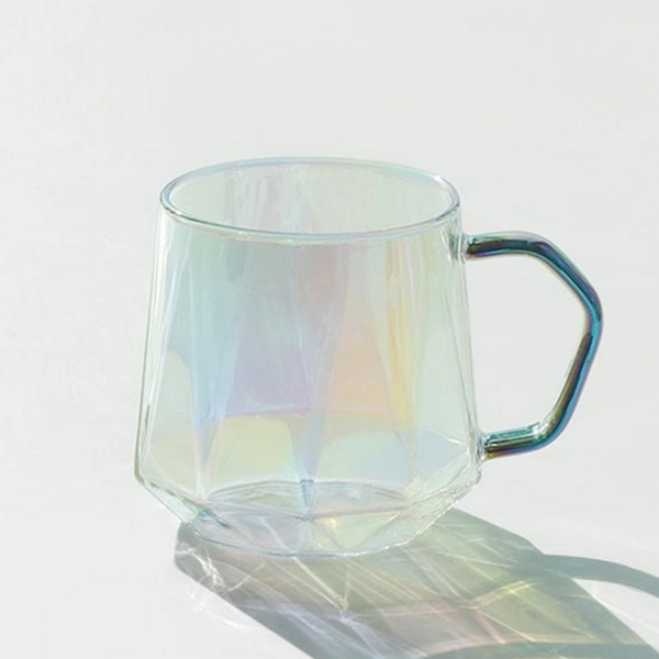 컬러 내열 유리 컵 손잡이 오로라 유리 컵 400ml 홈카페 - 상품 이미지