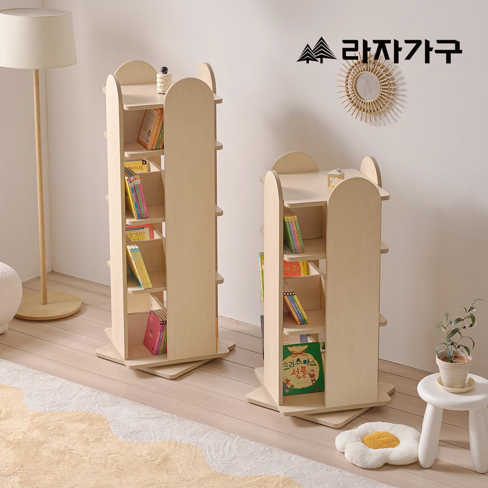 라자가구 베니 E0등급 키즈 4단 회전책장 어린이 이동형 유아 책꽂이 아기 교구장